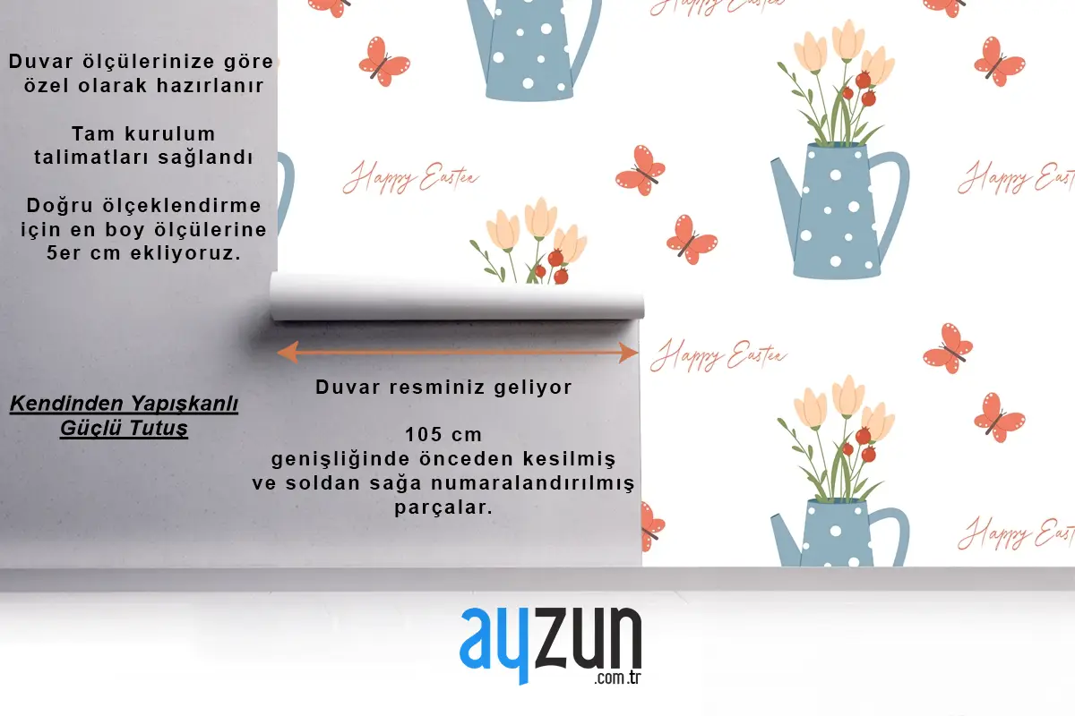 Paskalya Dikişsiz Desen Sulama Olabilir Kelebek Ve Yazı Mutfak Duvar Kağıdı