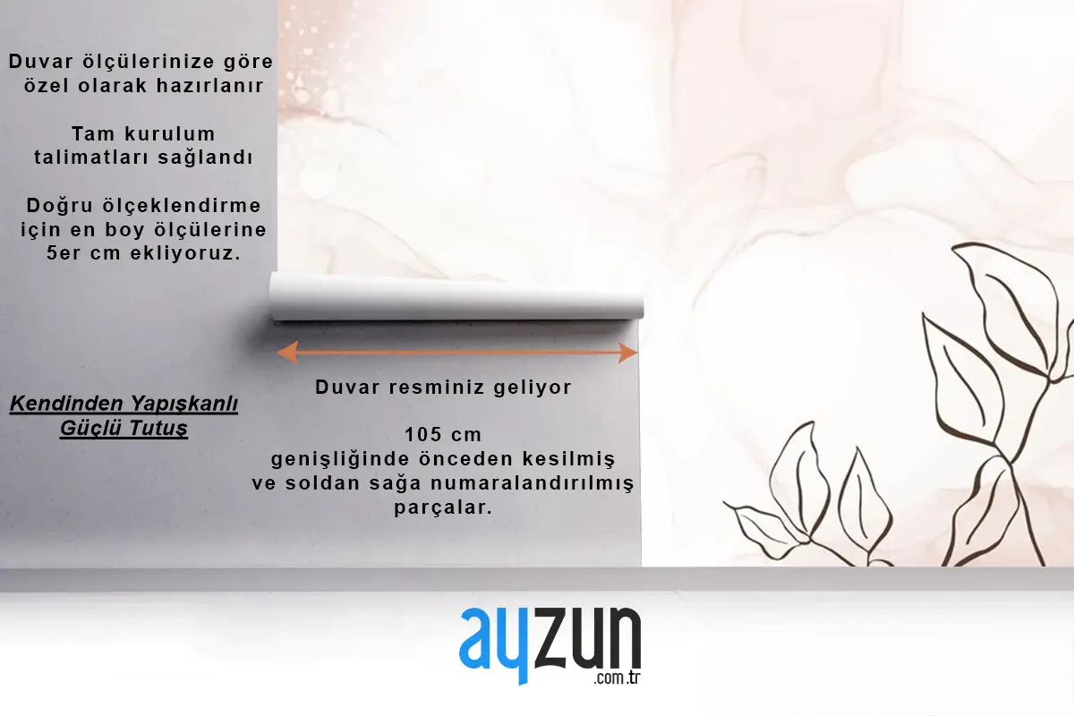 El Boyaması Suluboya Arka Plan Üzerinde Çiçek Deseni Tv Arkası Duvar Kağıdı