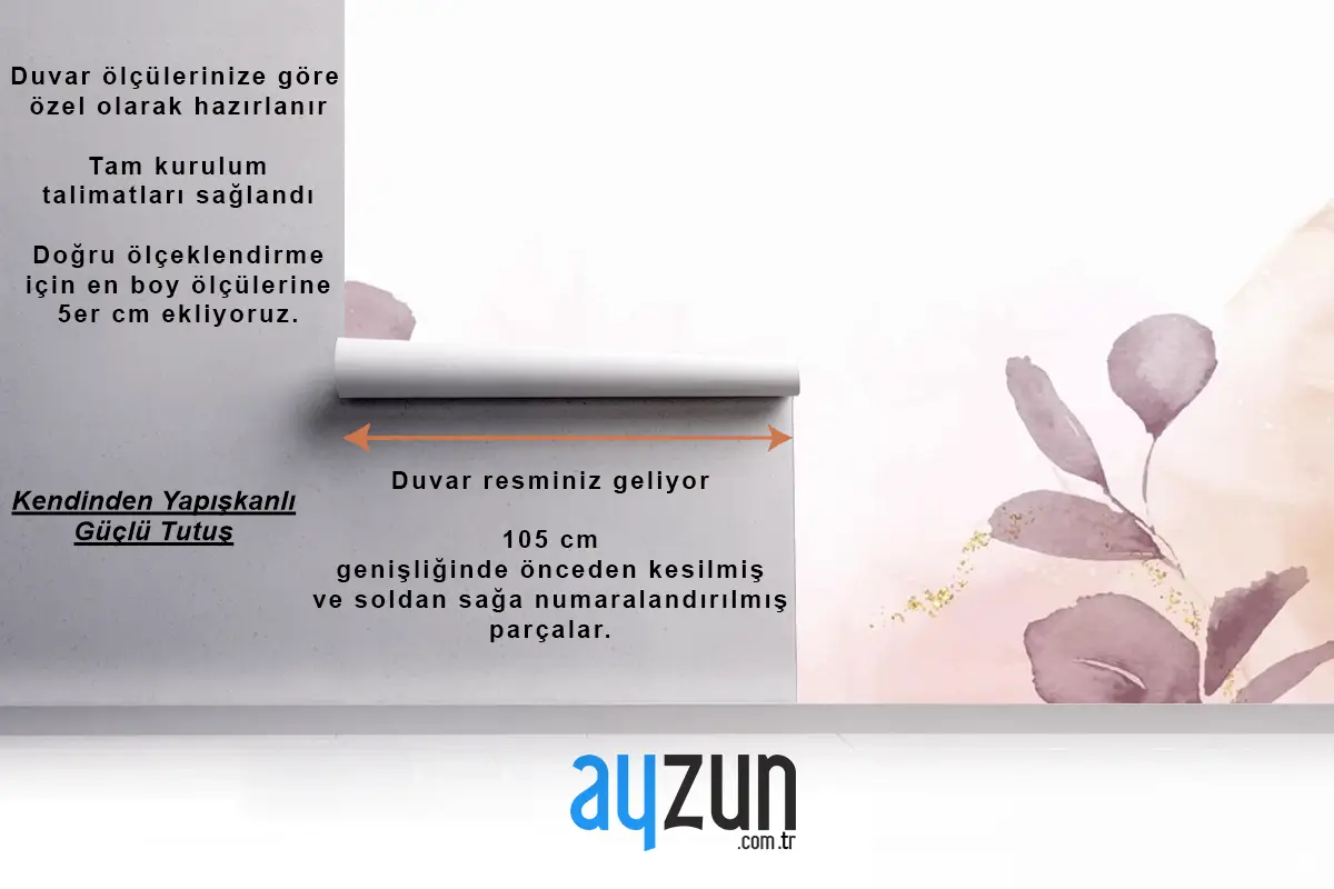 El Boyaması Suluboya Çiçekli Arka Plan Tv Arkası Duvar Kağıdı