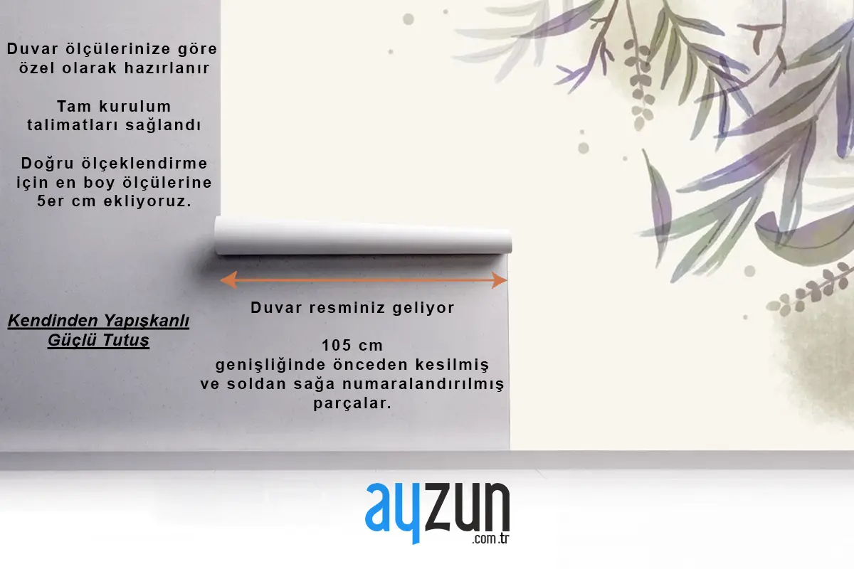 El Boyaması Suluboya Doğa Arka Planı Tv Arkası Duvar Kağıdı