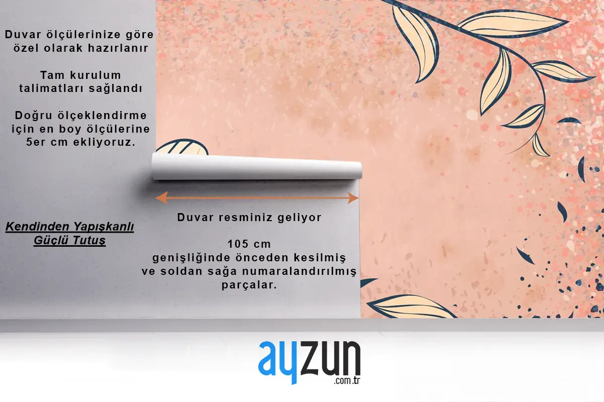 El Çizimi Soyut Çiçek Vintage Duvar Kağıdı