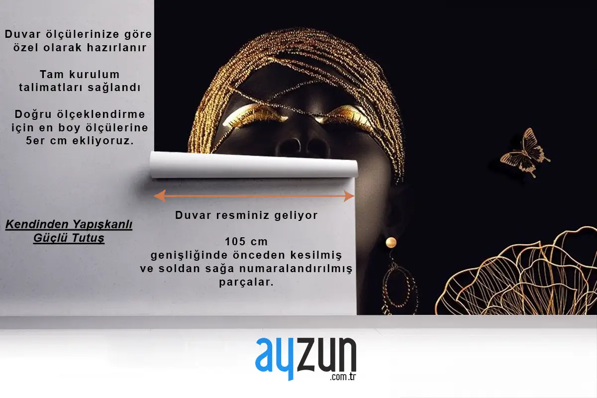 Esmer Afrikalı Kadın 3 Boyutlu Duvar Kağıdı