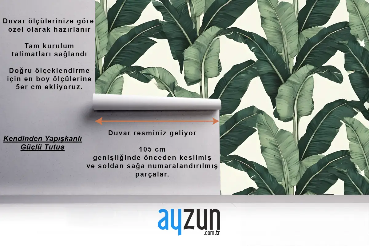 Egzotik Muz Yaprağı Yatak Odası Duvar Kağıdı
