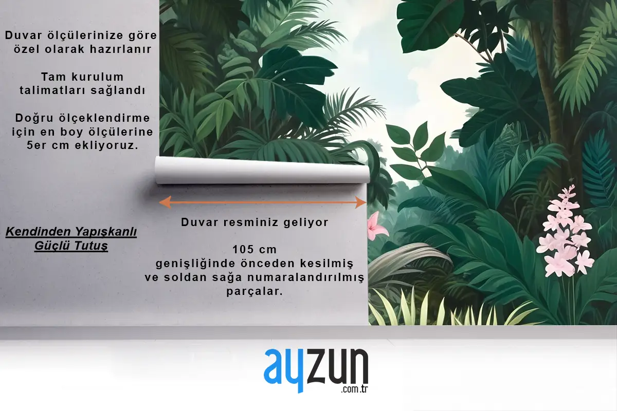 Egzotik Orman Boyama Manzara Duvar Kağıdı 