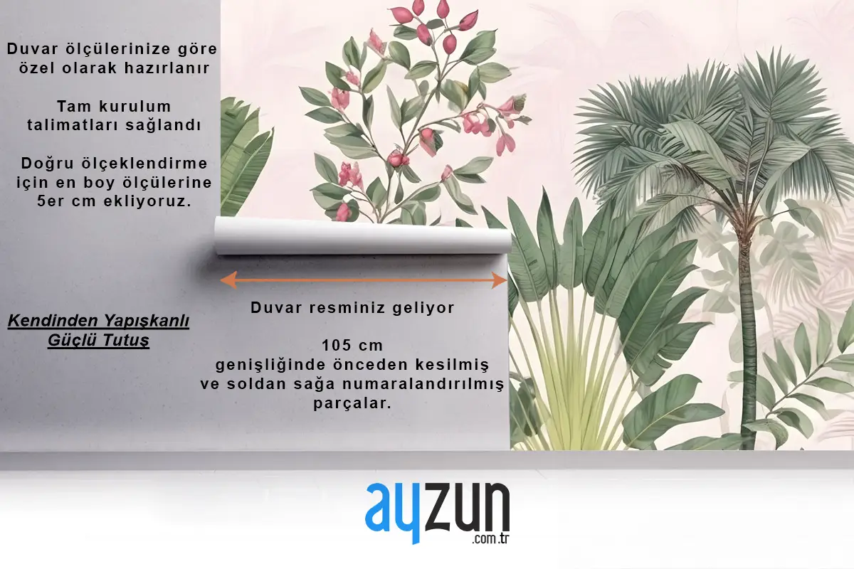 Meyveli Egzotik Yapraklar Duvar Kağıdı