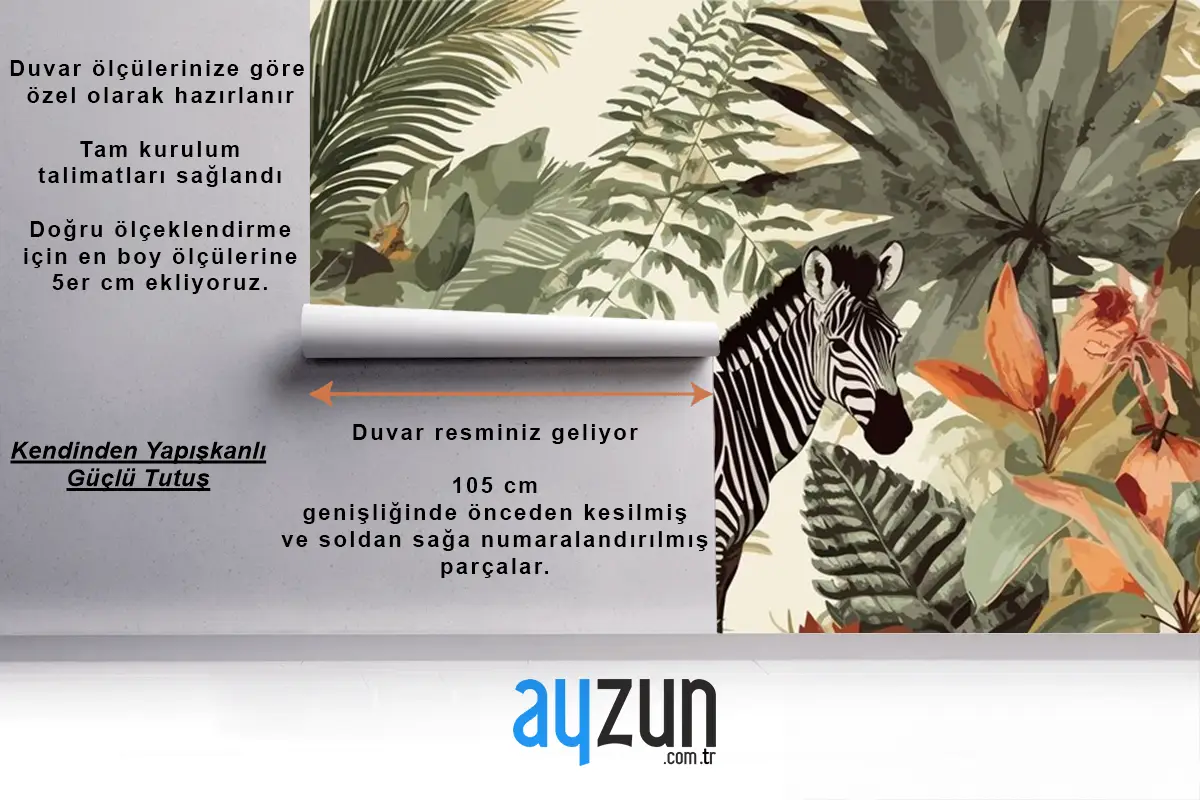 Egzotik Zebra Masalları Sanatsal Vintage Orman Kolaj Desen Sorunsuz Çocuk Odası Duvar Kağıdı