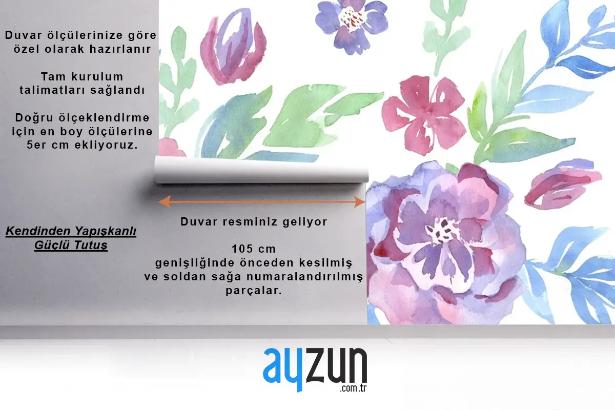 Suluboya Çiçek Duvar Kağıdında Moda Deseni