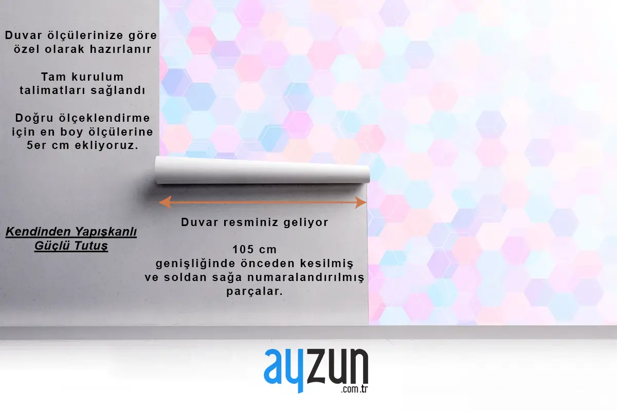 Düz Çokgen Arka Plan Çocuk Odası Duvar Kağıdı 