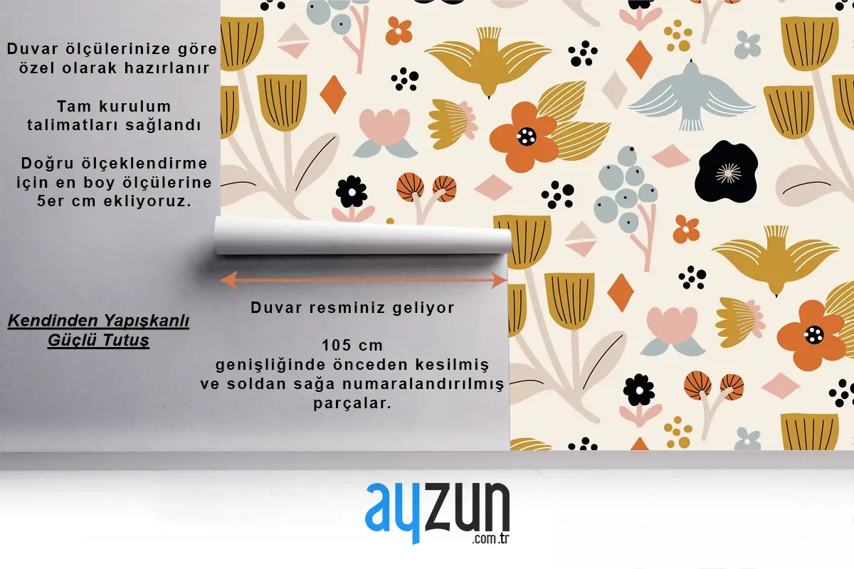 Düz İskandinav Tasarım Deseni Mutfak Duvar Kağıdı 