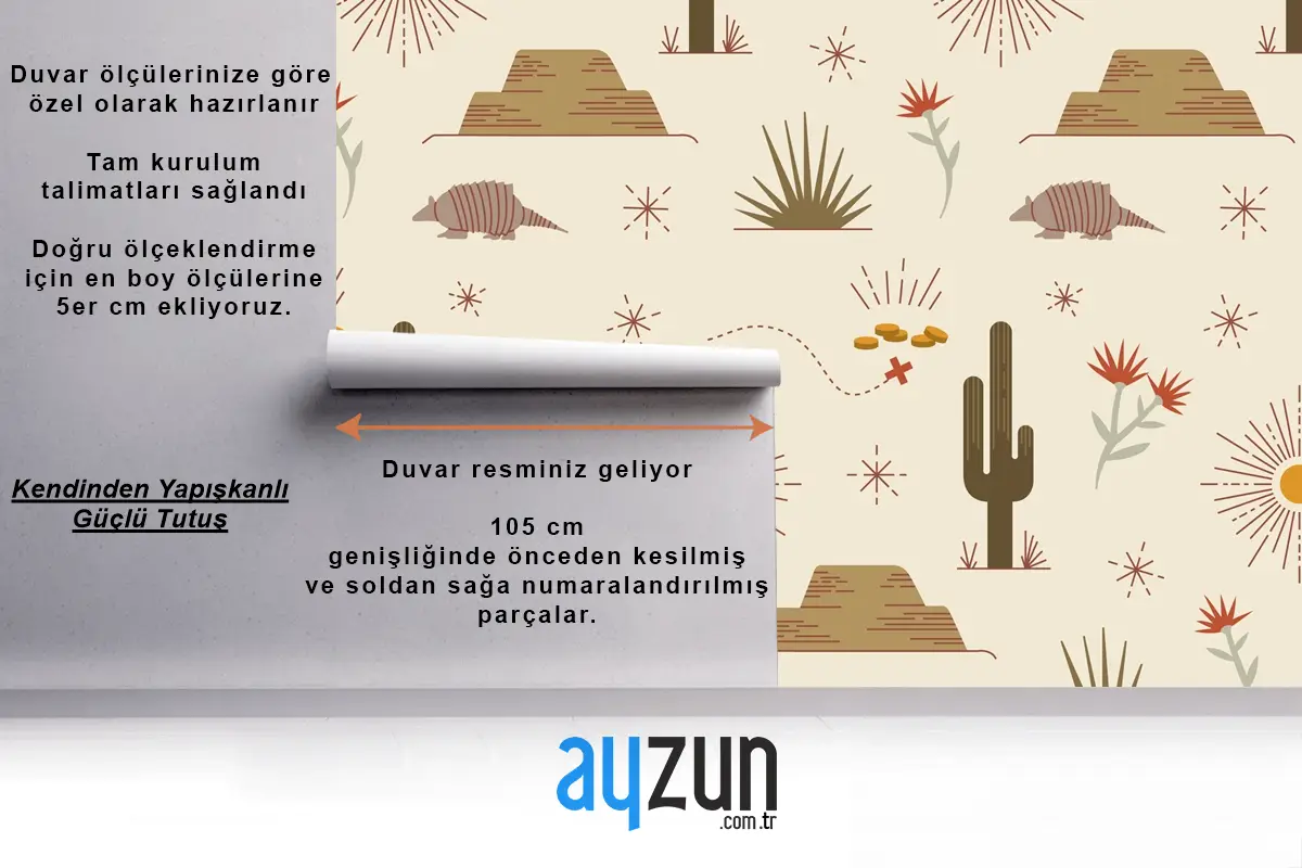 Düz Batı Desen Tasarımı Çocuk Odası Duvar Kağıdı