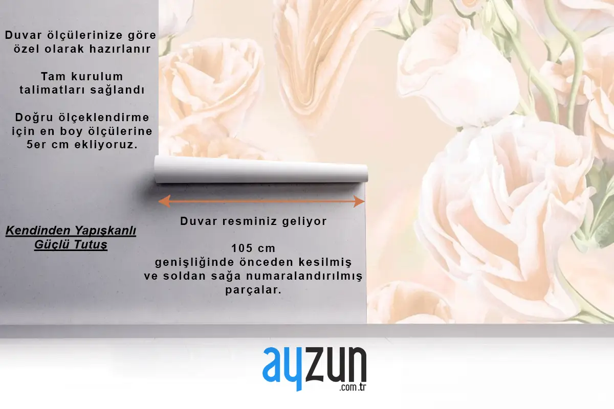 Çiçekli Arka Plan Bej Gül Psychedelic Sanat Duvar Kağıdı 