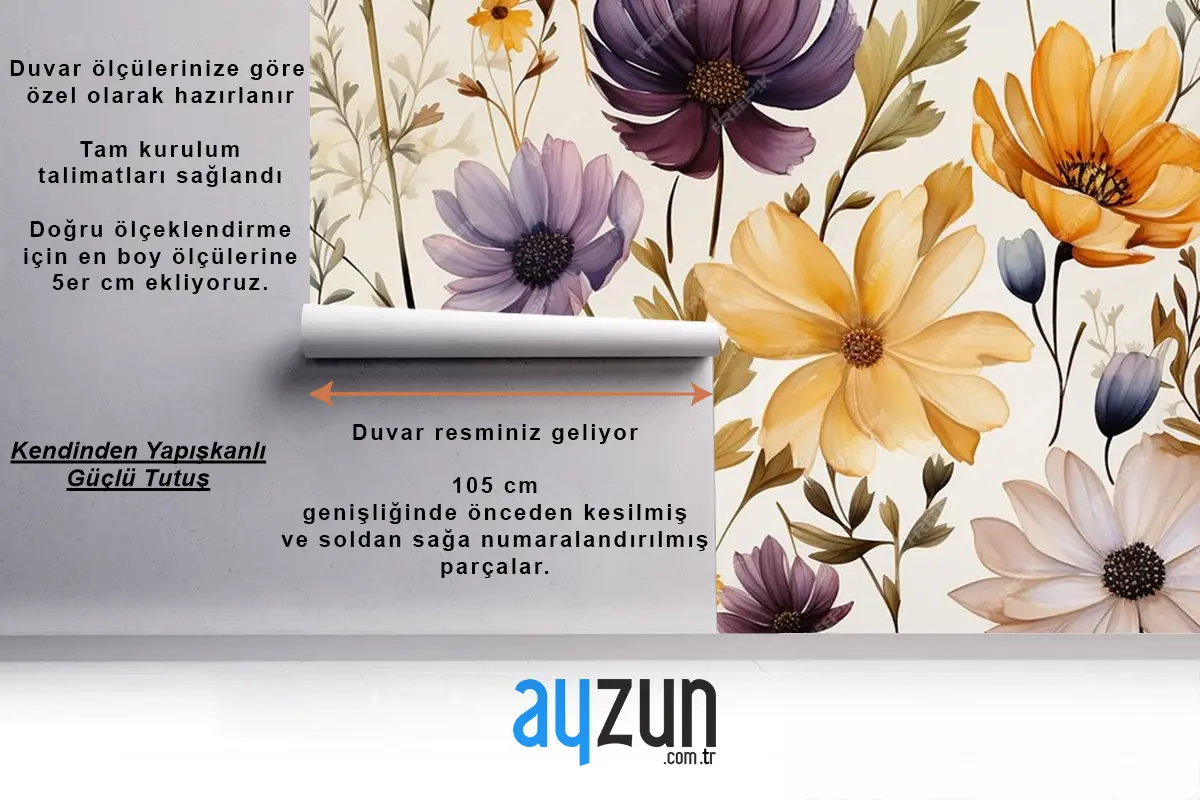 Kır Çiçekleri Ile Çiçekli Çerçeve Arkaplan Suluboya Duvar Kağıdı 