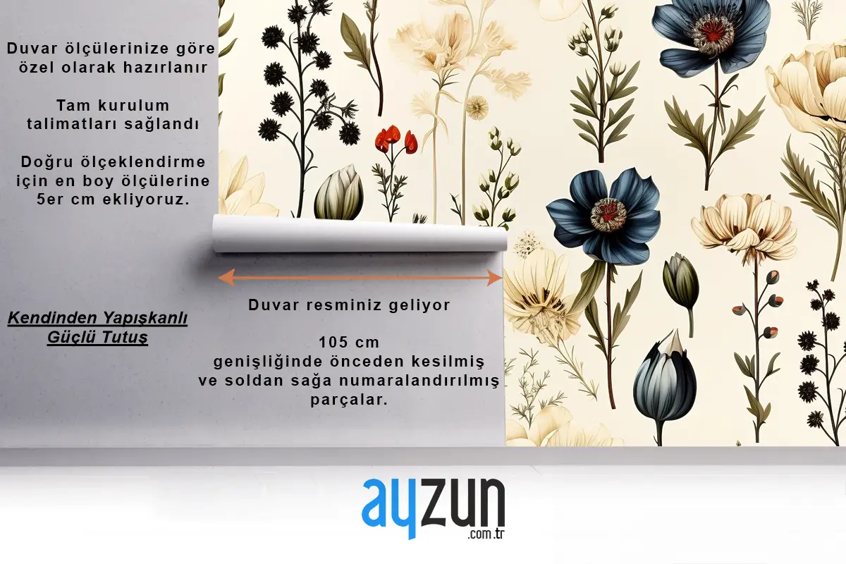 Çiçek Dikişsiz Desen Narin Ve Canlı Çiçek Mutfak Duvar Kağıdı