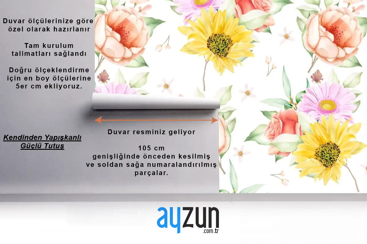 Çiçek Dikişsiz Desen Çiçek Açan Duvar Kağıdı