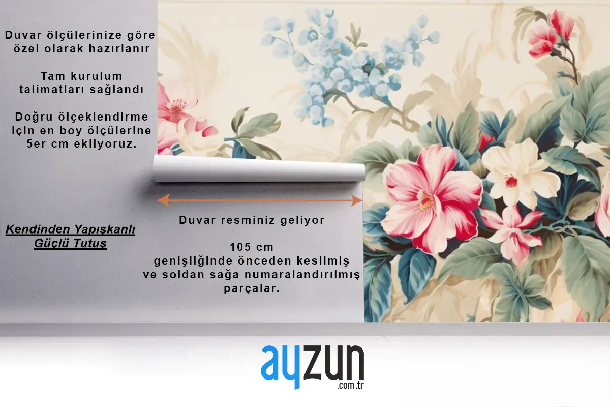 Tropikal Çiçekler Ve Yapraklarla Çiçek Duvar Kağıdı