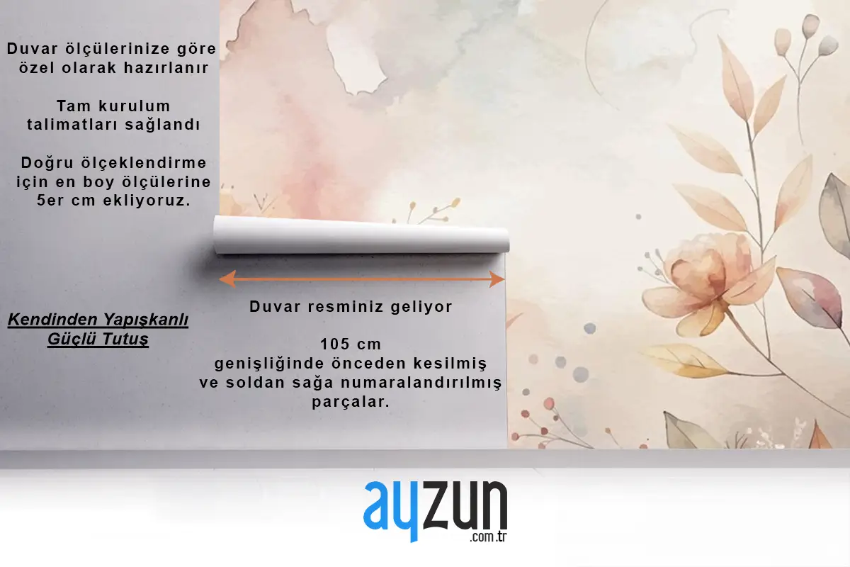 Çiçek Suluboya Siluet Arka Plan Duvar Kağıdı 