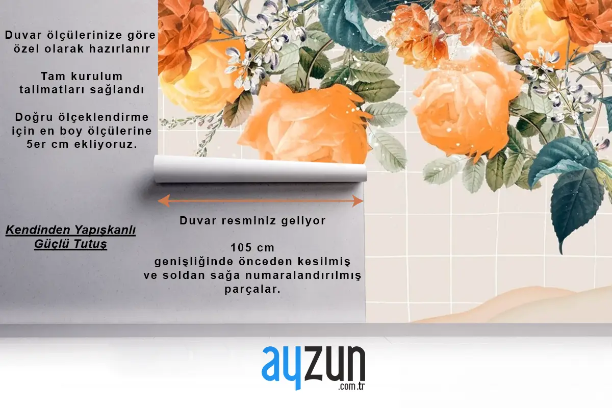 Çiçek Arka Plan Estetik Sınır Çamaşır Odası Duvar Kağıdı