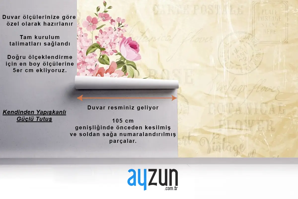 Buruşuk Kağıt Duvar Kağıdı Duvar Üzerine Çiçek Çelenk