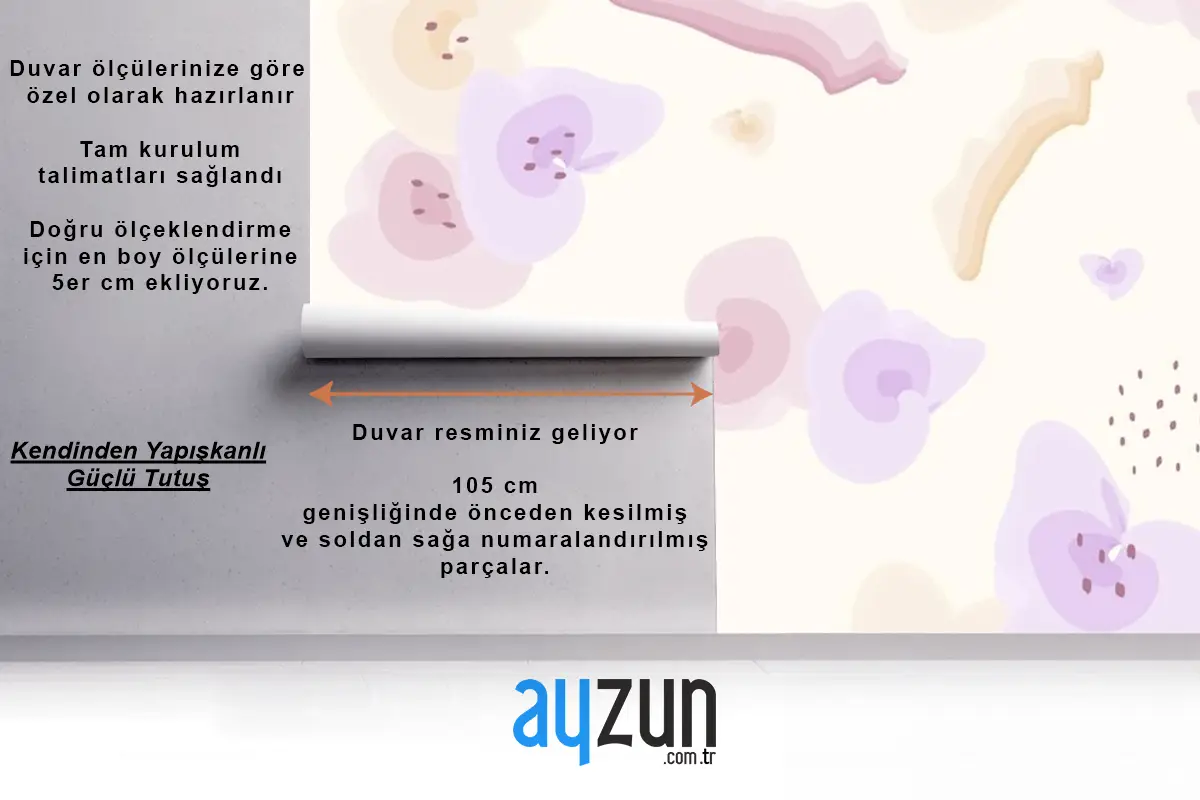 Çiçek Pastel Suluboya Çocuk Odası Duvar Kağıdı Desen Çocuk Odası Duvar Kağıdı 
