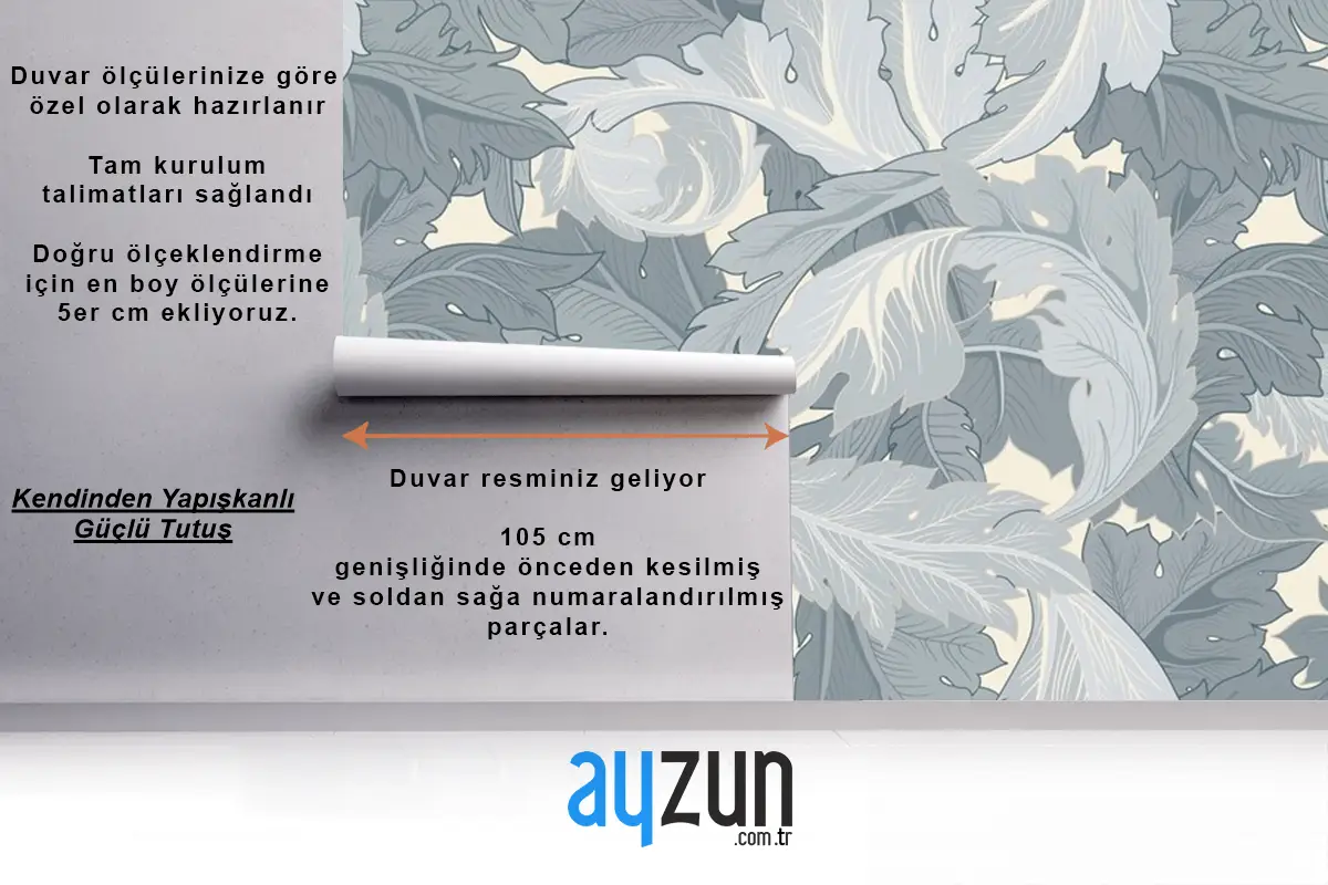 Çiçek Desenli Yemek Odası Duvar Kağıdı 