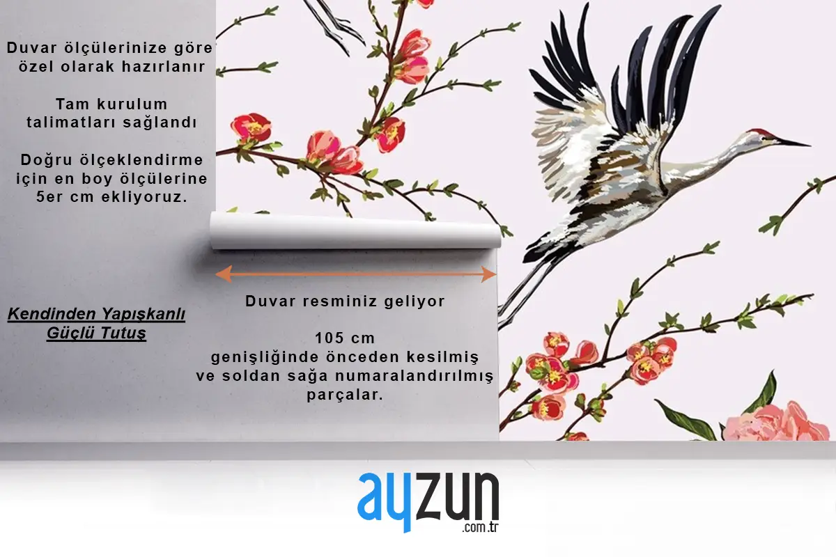 Çiçekler Ve Bitkiler Çiçekler Ve Kuşlar Sorunsuz Baskı Desenli Duvar Kağıdı