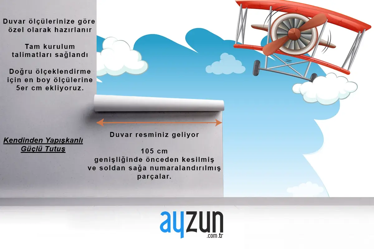 Uçan Jetler Çerçeve Çocuk Odası Duvar Kağıdı 