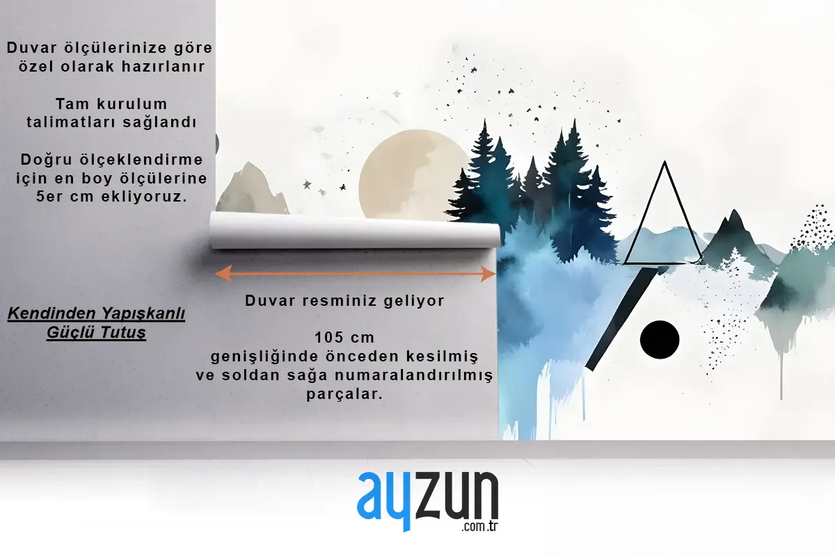 Orman Geometrik Desenli Duvar Kağıdı 