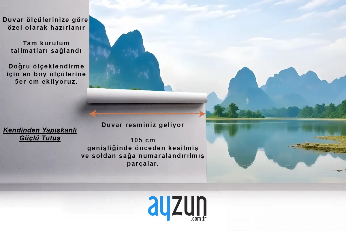 Dağlarla Orman Gölü Manzarası Duvar Kağıdı