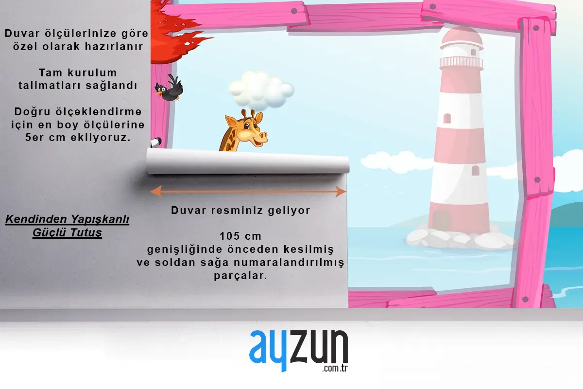 Teknede Vahşi Hayvanların Bulunduğu Çerçeve Çocuk Odası Duvar Kağıdı