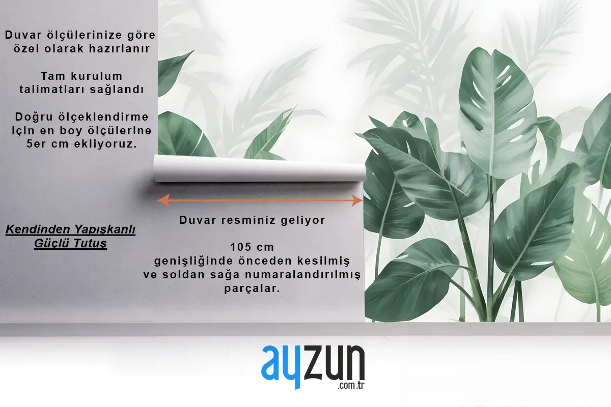 Taze Yeşil Tropikal Yaprak Duvar Kağıdı 