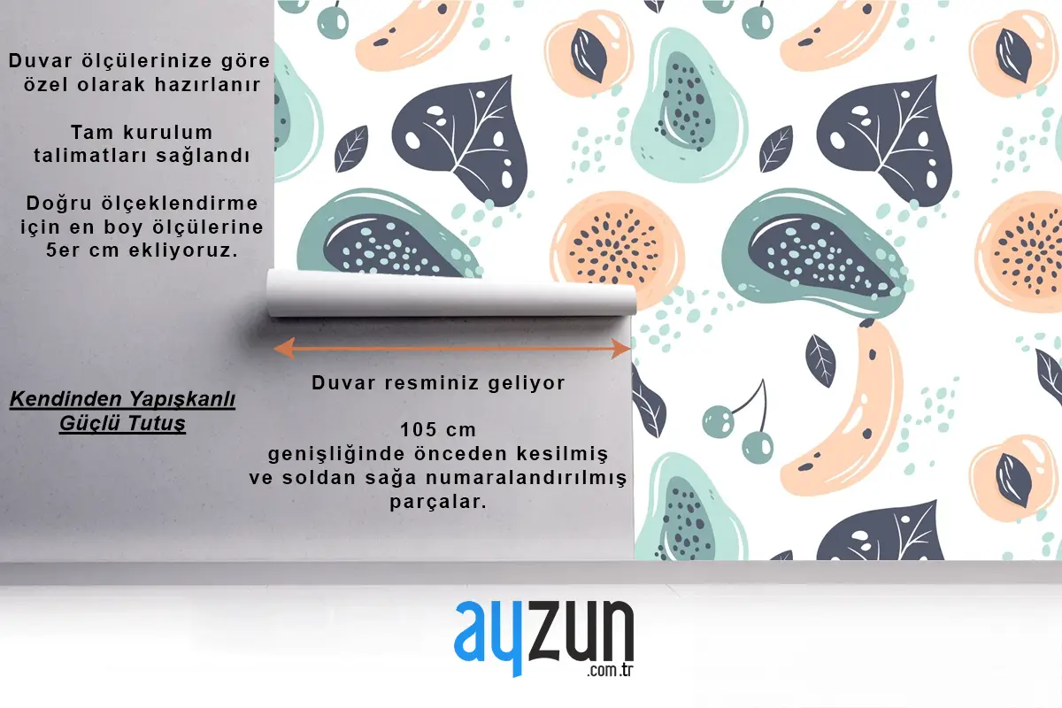 Meyve Desenli Mutfak Duvar Kağıdı 