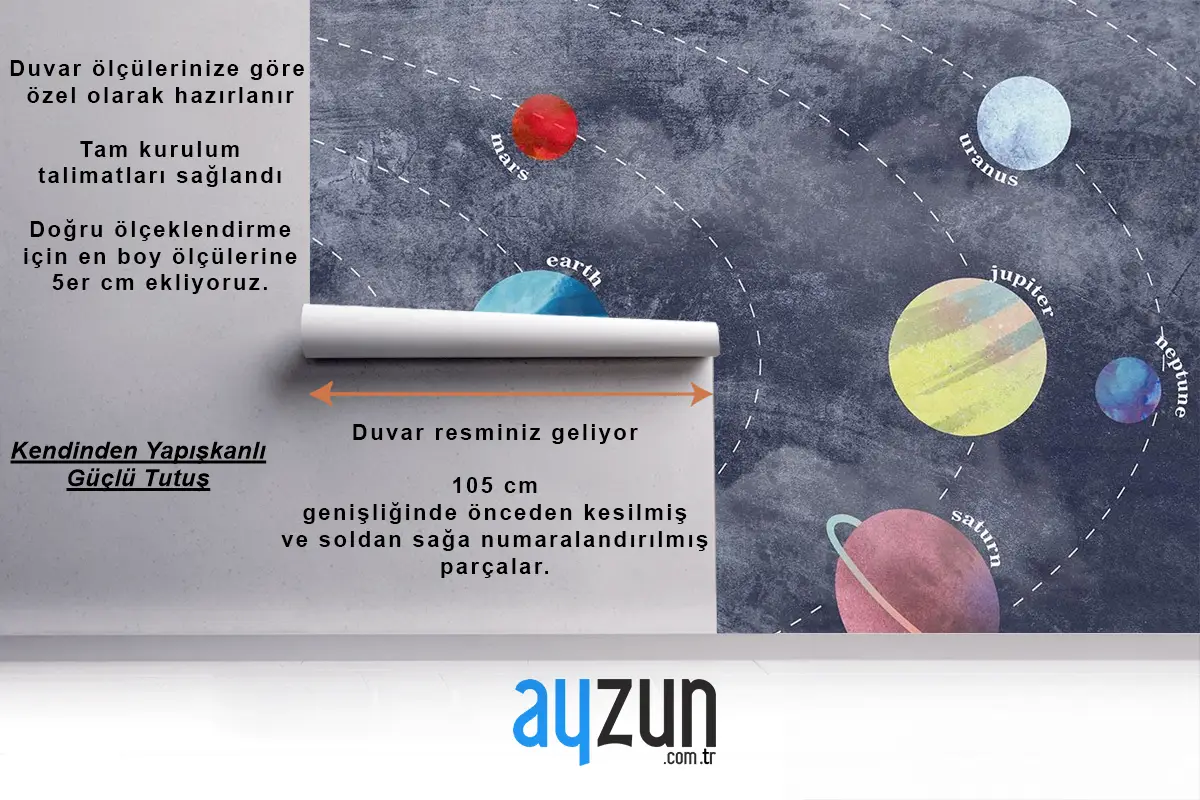 Galaksi Gezegenler Ve Uzay Çocuk Odası Duvar Kağıdı