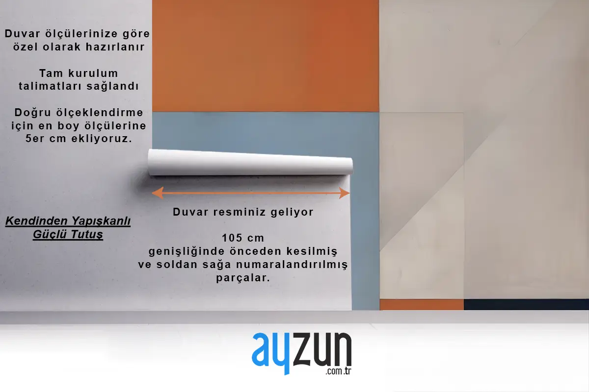 Turuncu Mavi Ve Gri Antre  Hol  Koridor Duvar Kağıdı Dahil Çeşitli Şekil Ve Renklerle Geometrik Soyut Kompozisyon