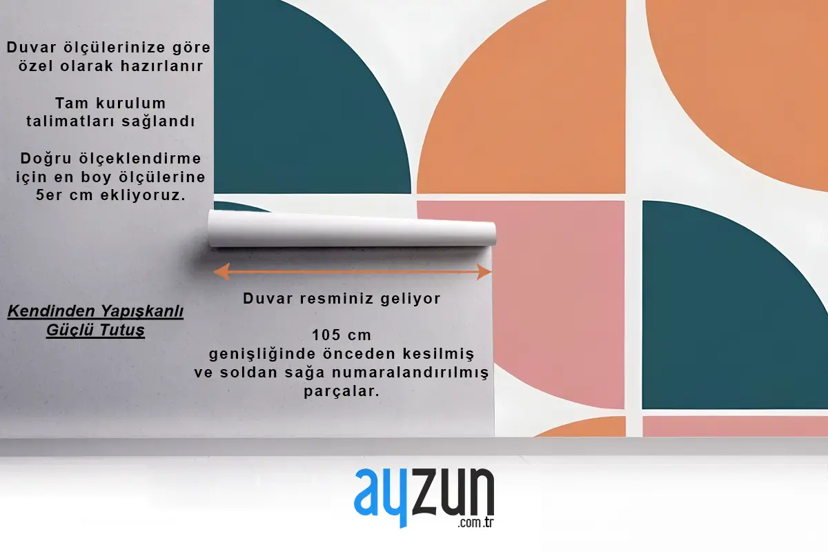 Deniz Mavisi Şeftali Ve Pembe Antre  Hol  Koridor Duvar Kağıdı Dahil Çeşitli Şekil Ve Renklerle Geometrik Soyut Desen