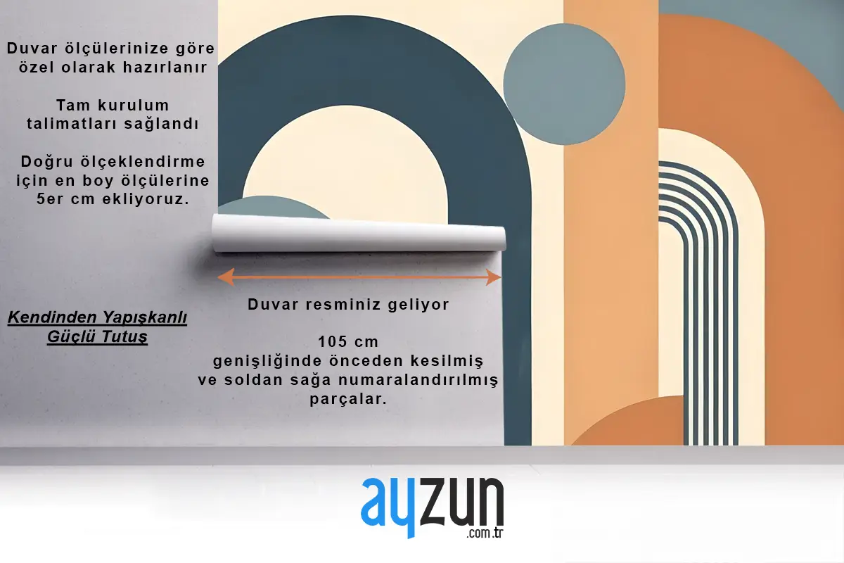 Şekilli Geometrik Kemer Duvar Kağıdı