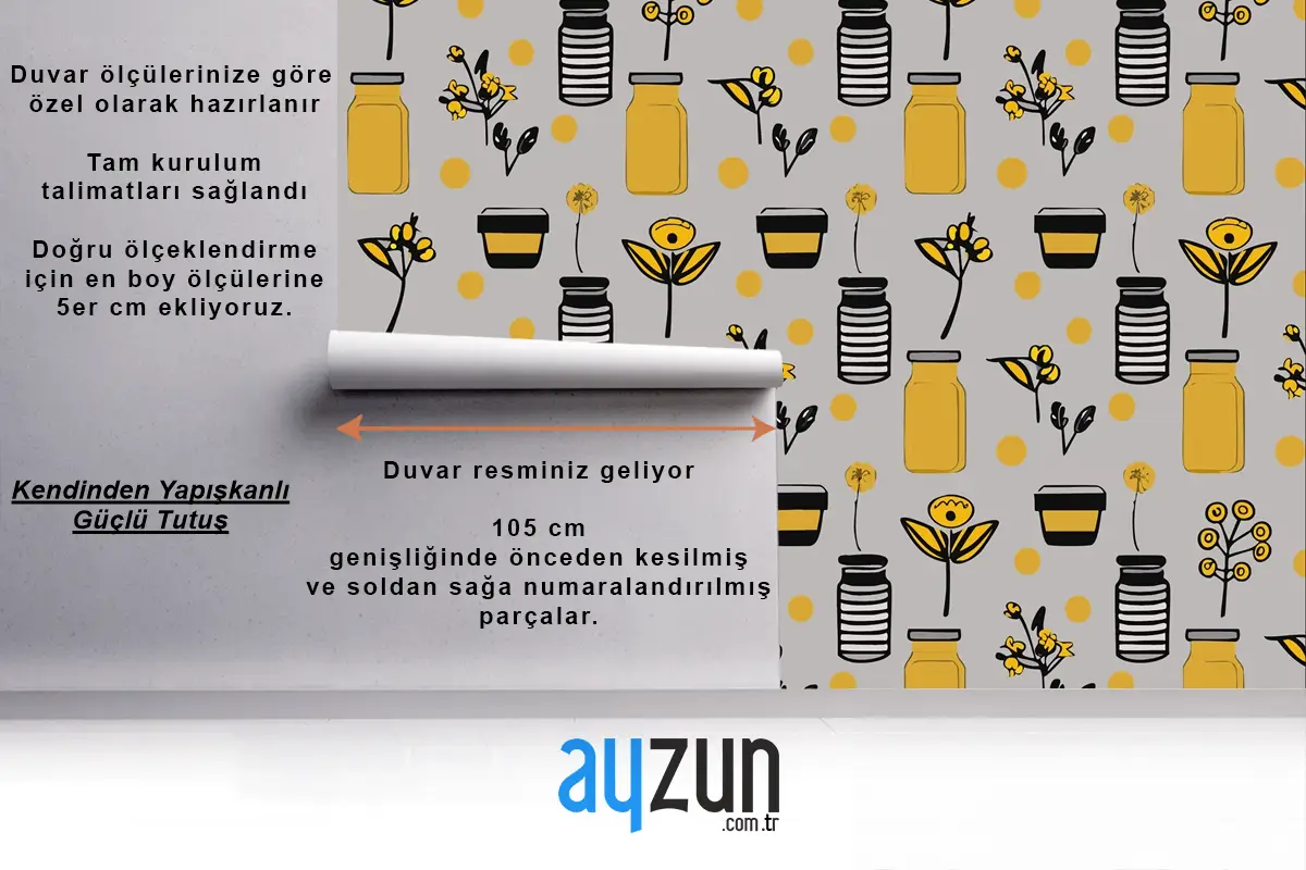 Geometrik Gıda Hattı Deseni Doğal Çiçek Bitki Basit Şekil Soyut Ekolojik Tarım Konsepti Mutfak Duvar Kağıdı