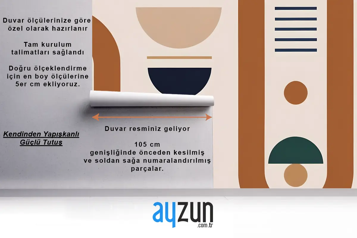 Kahverengi Bej Lacivert Ve Yeşilin Toprak Tonlarında Geometrik Şekiller Ve Formlar Antre  Hol  Koridor Duvar Kağıdı