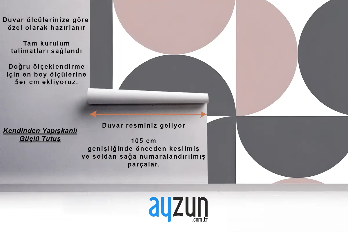 Gri Ve Pembe Tonlarında Geometrik Şekiller Düzenlenmiş Antre  Hol  Koridor Duvar Kağıdı