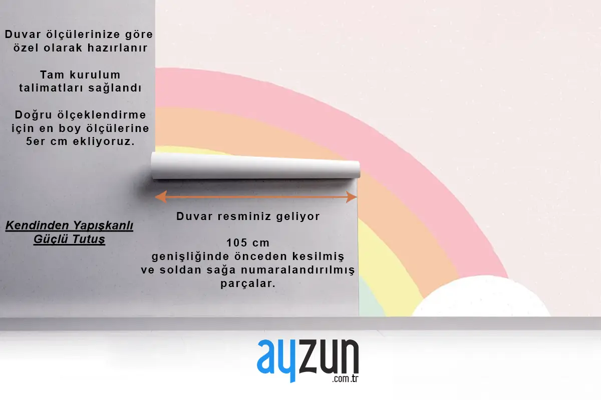 Gökkuşağı Ve Bulut Çocuk Odası Duvar Kağıdı