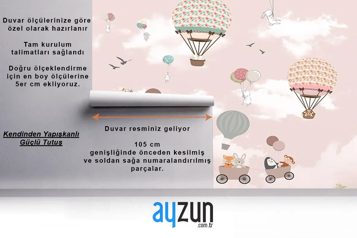 Gökyüzünde Bisiklet Süren Zürafa Ve Arkadaşları Çocuk Odası Duvar Kağıdı