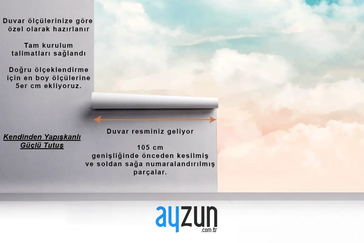 Gökyüzünde Renkli Bulutlar Çocuk Odası Duvar Kağıdı