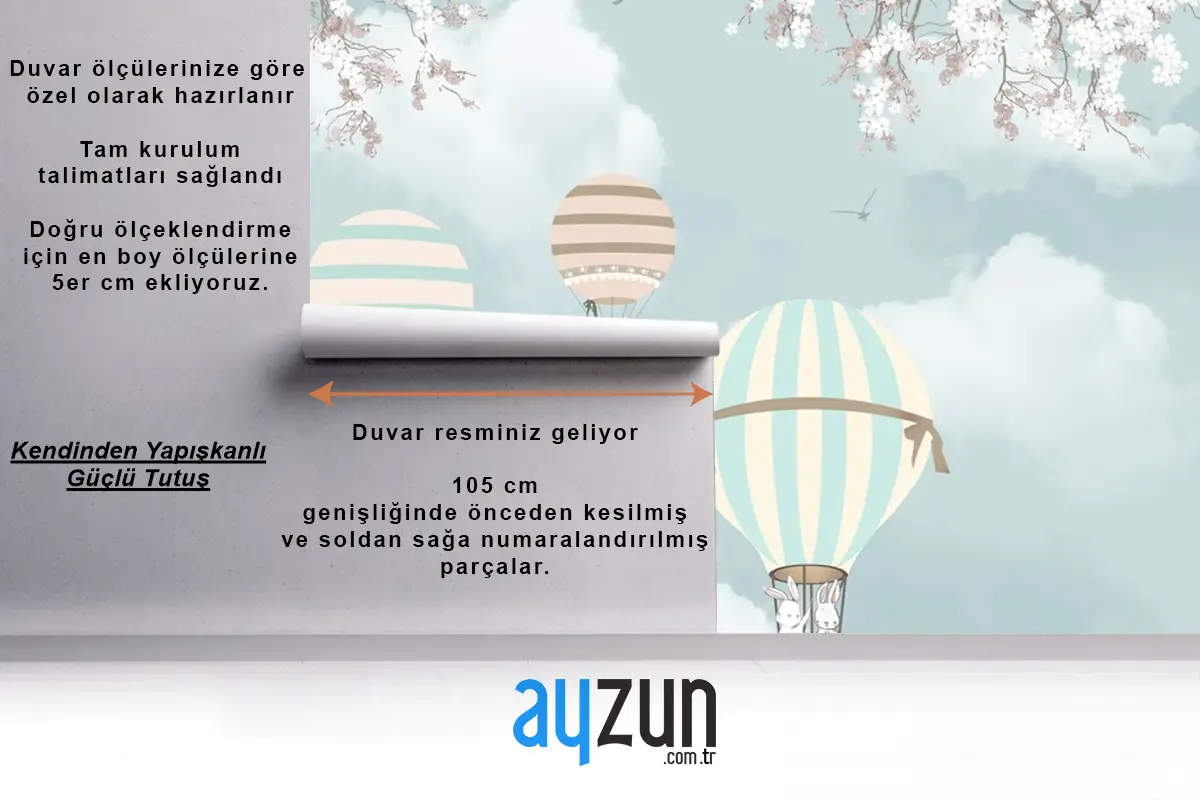 Gökyüzündeki Balonlar Ve Uçaklar Çocuk Odası Duvar Kağıdı