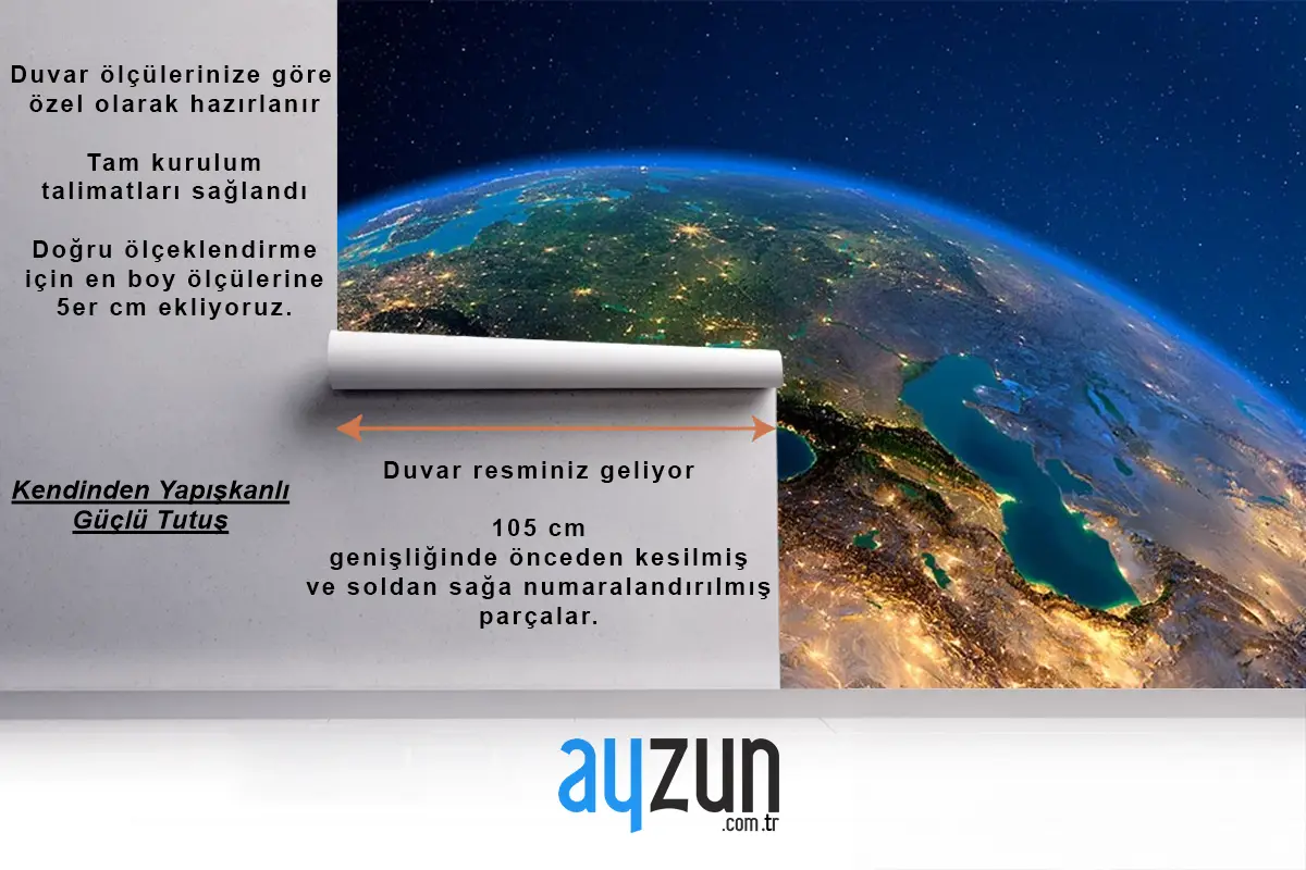 Gökyüzünden Türkiye  Dünya Haritası Duvar Kağıdı