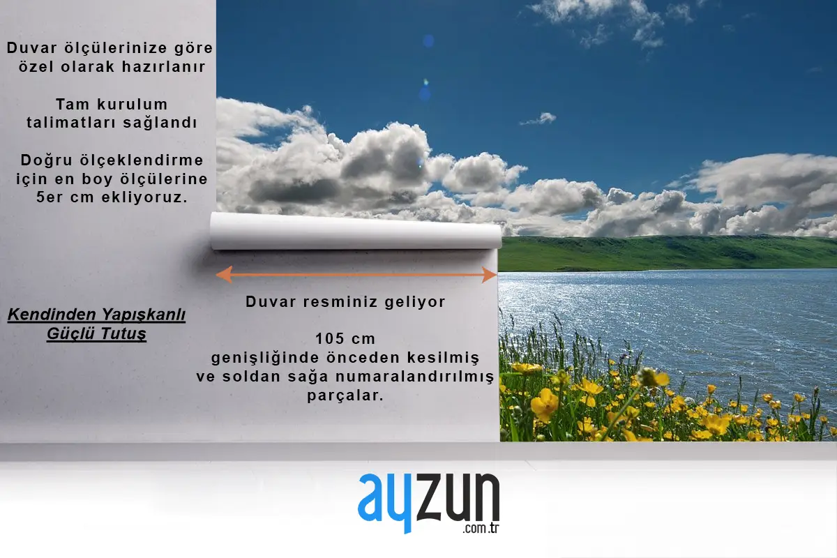 Göldeki Çiçekler Manzara Duvar Kağıdı