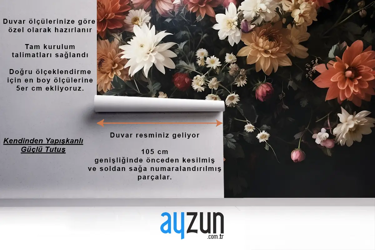 Altın Çağ Büyük Ve Koyu Çiçek Duvar Kağıdı