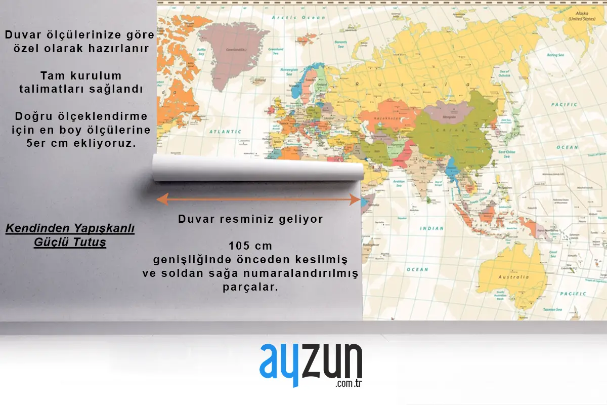 Göller Ve Nehirler Ile Eski Retro Dünya Haritası Duvar Kağıdı