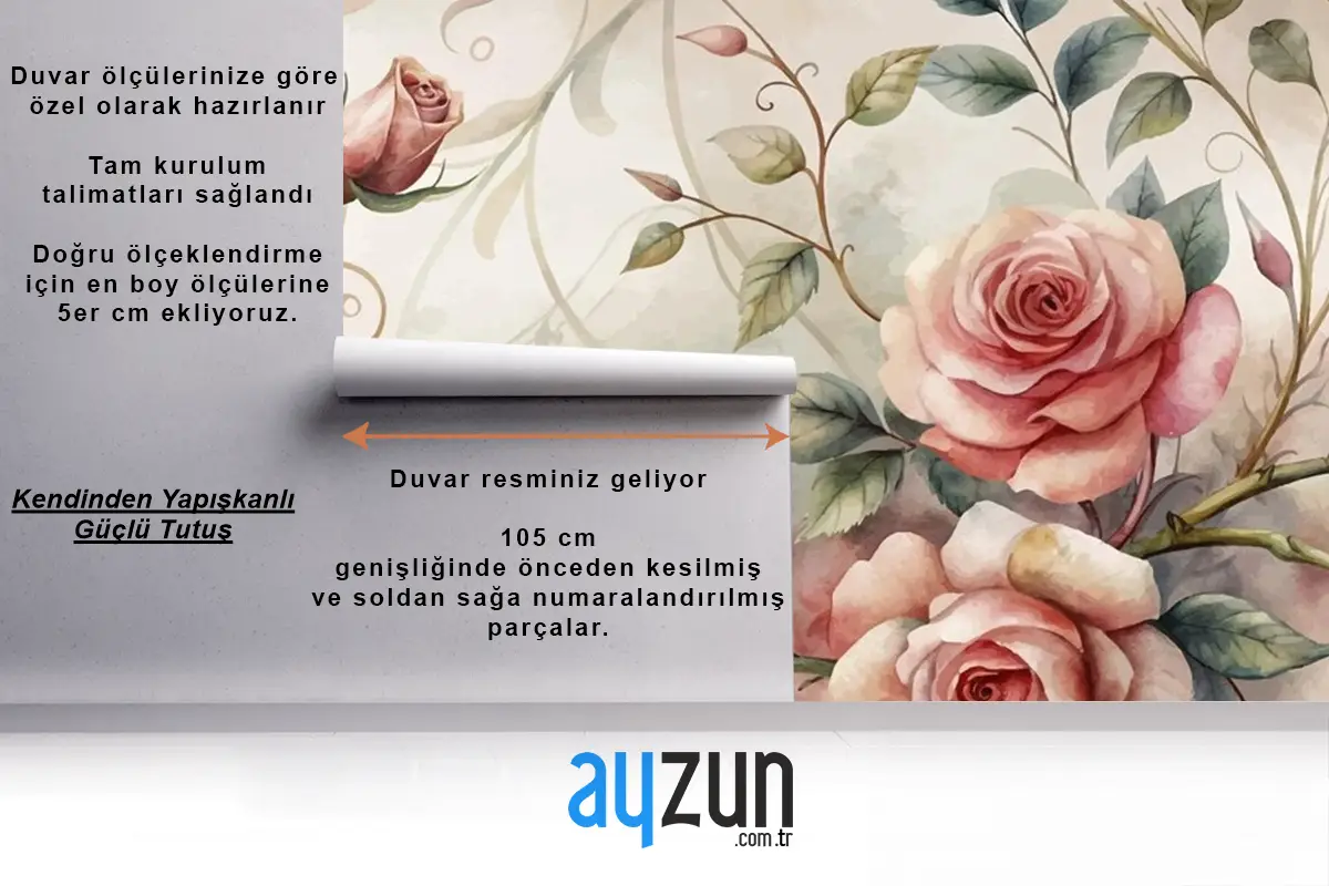 Zarif Gül Ağacı Deseni Suluboya Arka Plan Duvar Kağıdı