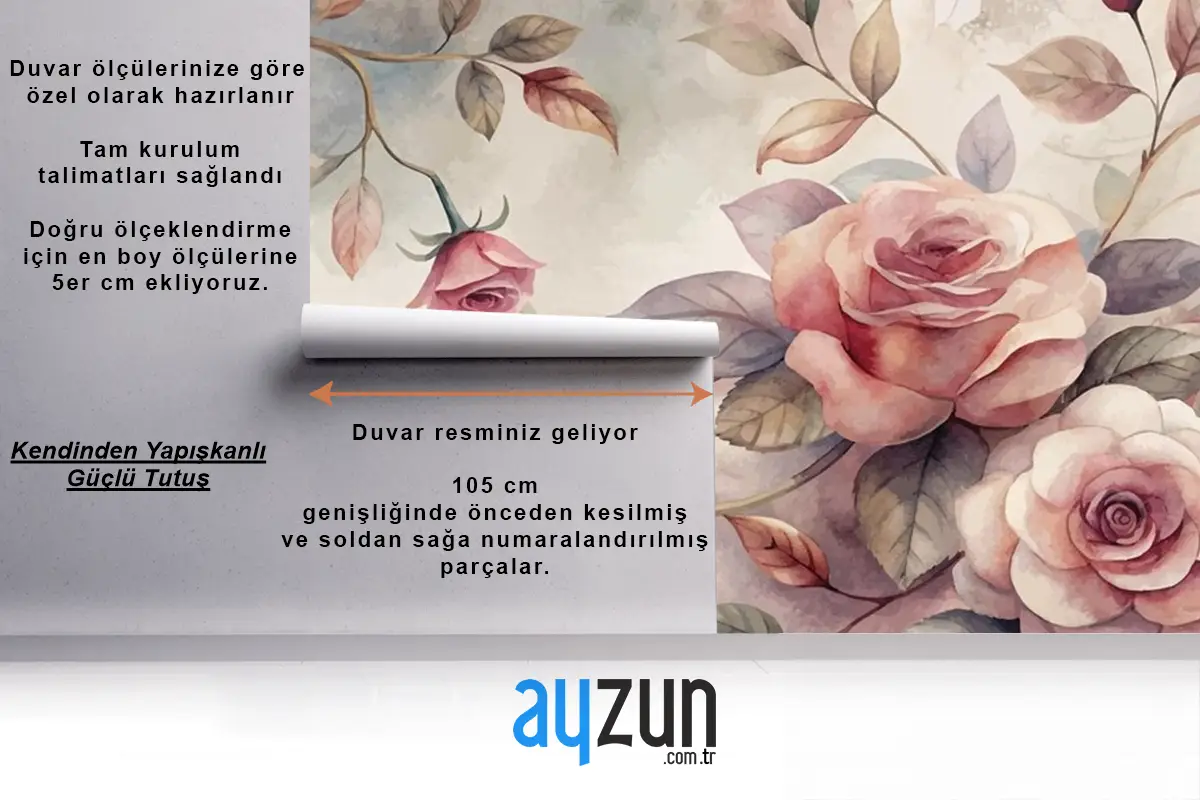 Zarif Gül Ağacı Deseni Suluboya Arka Plan Duvar Kağıdı