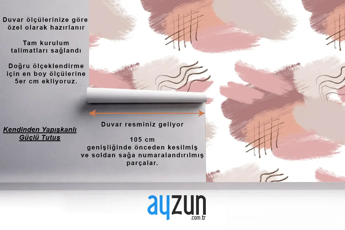 Degrade Kahverengi Soyut Suluboya Dikişsiz Desen Çocuk Odası Duvar Kağıdı