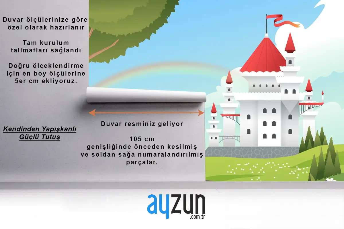 Degrade Peri Masalı Arka Plan Çocuk Odası Duvar Kağıdı 